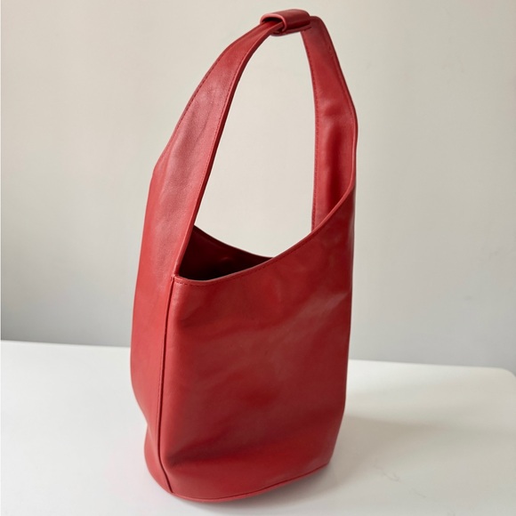 Reformation Small Leather Silvana Bucket Bag - Lipstick Red - Picture 13 of 16